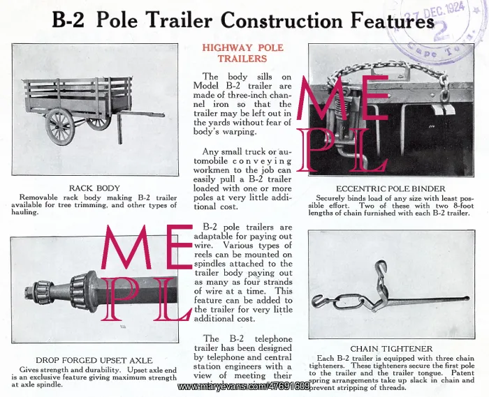 : Model B-2 Pole Trailer Construction Features : Model B-2 Pole Trailer Construction Features