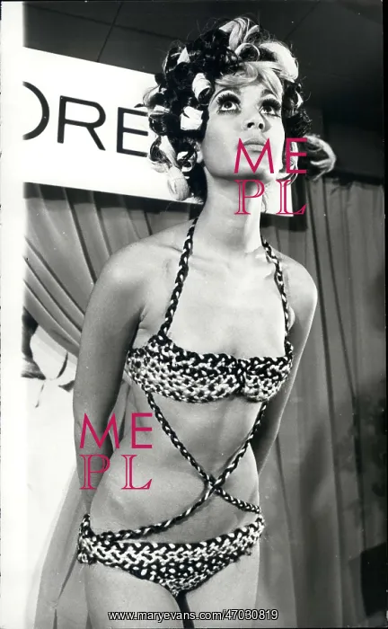 : Model in bikini made from human hair, London : Model in bikini made from human hair, London