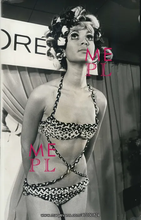 : Model in bikini made from human hair, London : Model in bikini made from human hair, London