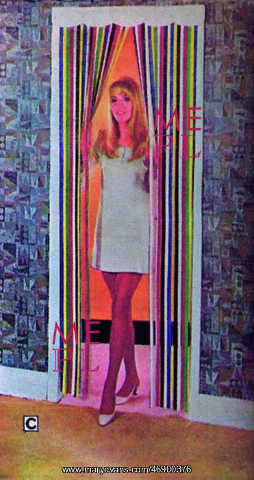  : Model in doorway with plastic flystrips from Freemans catalo