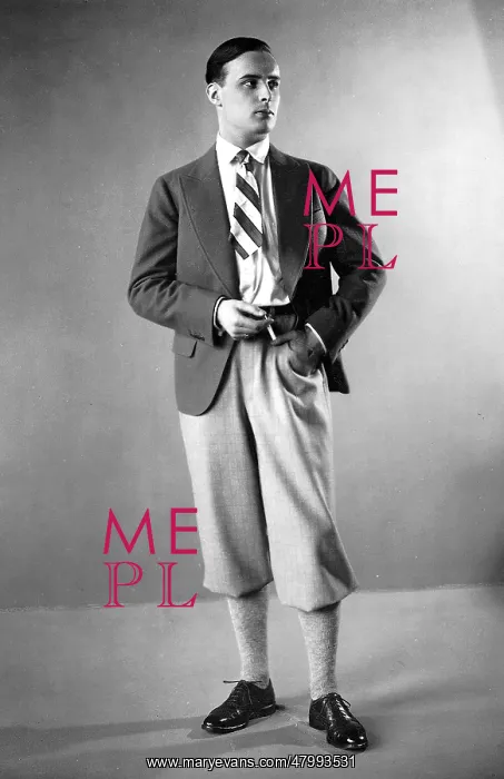 : Model in knickerbockers and dark jacket : Model in knickerbockers and dark jacket