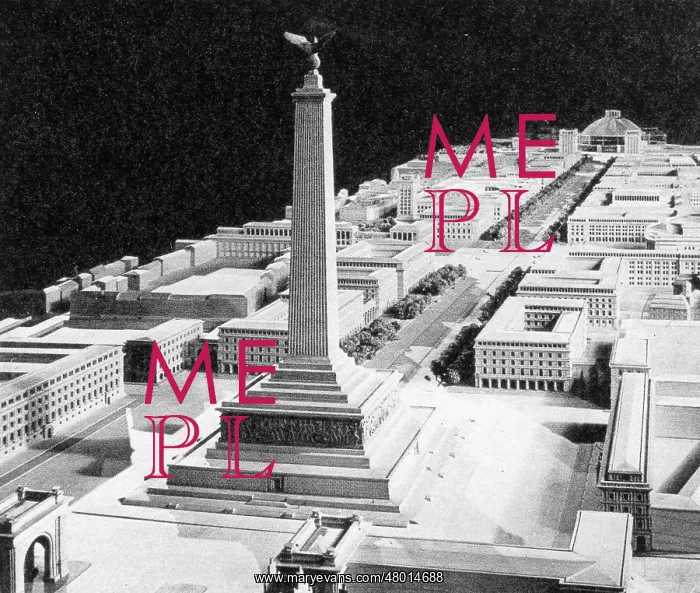 : Model of the planned boulevard in Munich with the Denkmal de : Model of the planned boulevard in Munich with the Denkmal de