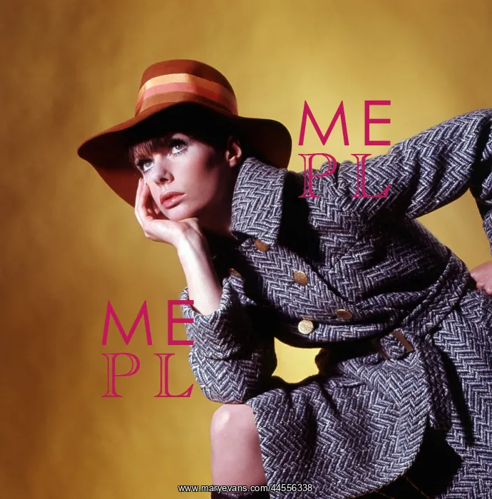  : Model posing in tweed coat, 1970s