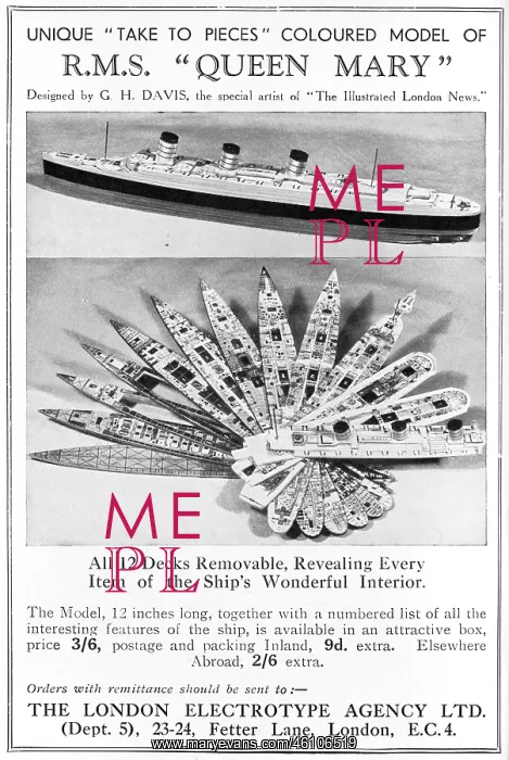 : Model of the Queen Mary by G. H. Davis : Model of the Queen Mary by G. H. Davis