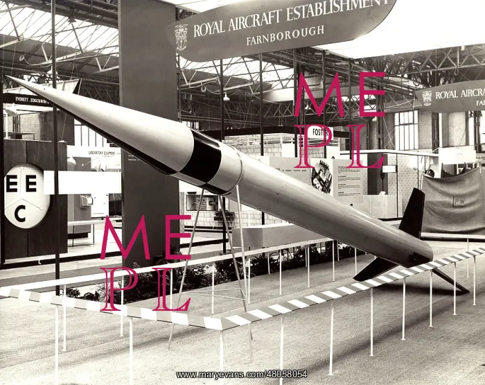 : A model of the Skylark sounding rocket on display : A model of the Skylark sounding rocket on display