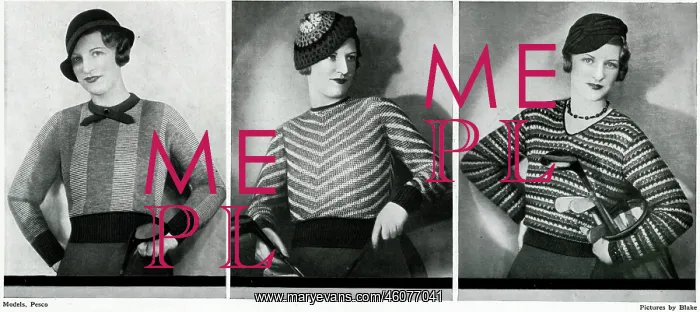 : Model wearing fashionable stripes 1933 : Model wearing fashionable stripes 1933