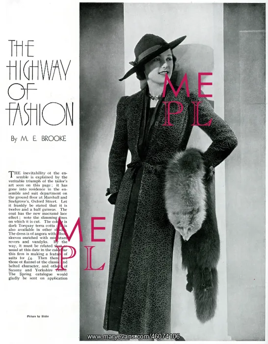 : Model wearing a full length coat 1937 : Model wearing a full length coat 1937