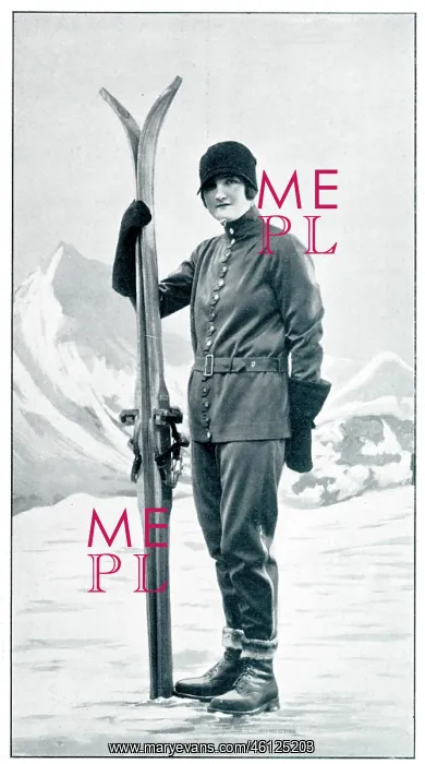 : Model wearing skiing coat 1928 : Model wearing skiing coat 1928