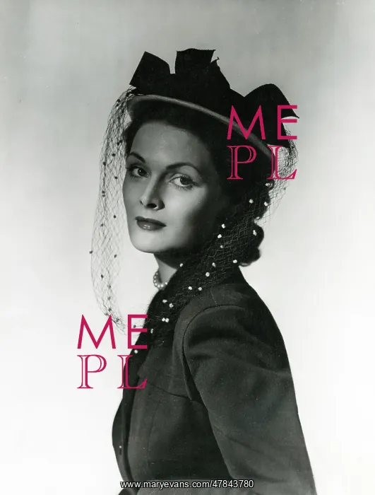 : Model wearing a sophisticated small round hat with veil : Model wearing a sophisticated small round hat with veil