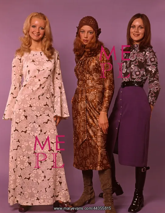  : Three models in long floral outfits