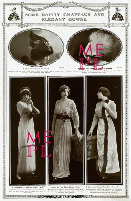 : Models wearing elegant gowns 1912 : Models wearing elegant gowns 1912