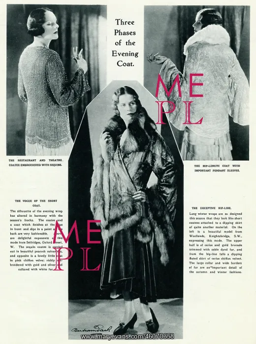 : Models wearing evening coats 1929 : Models wearing evening coats 1929