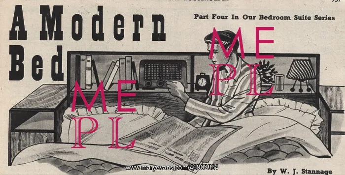 : A Modern Bed - illustration in Practical Householder magazin : A Modern Bed - illustration in Practical Householder magazin