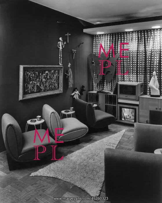 : Modern designer television room displayed in a : Modern designer television room displayed in a