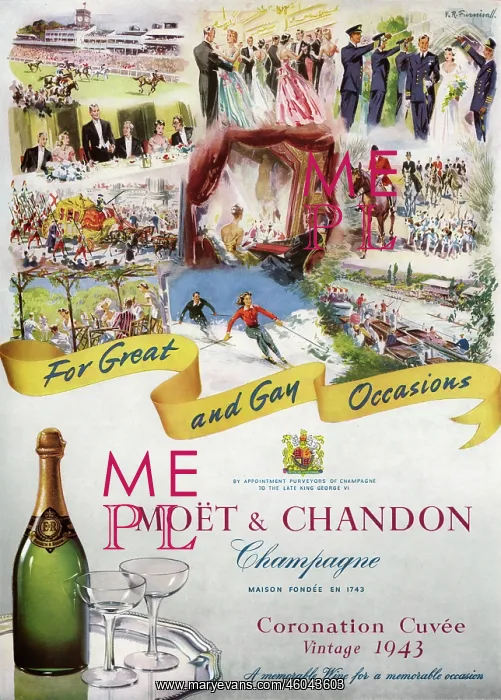 : Moet & Chandon champagne advertisement, 1953 : Moet & Chandon champagne advertisement, 1953