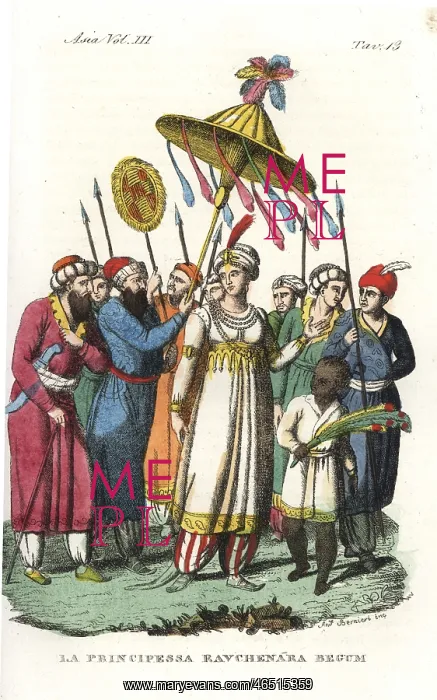 : Moghul princess Ravchenara Begum on a walk : Moghul princess Ravchenara Begum on a walk