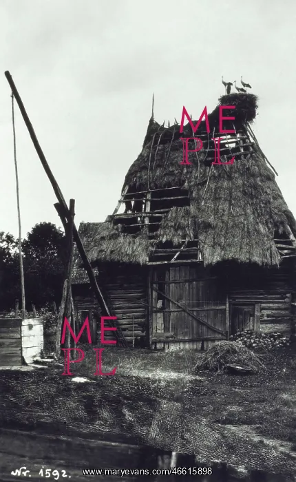 : Moldova - Old barn, well and storks : Moldova - Old barn, well and storks
