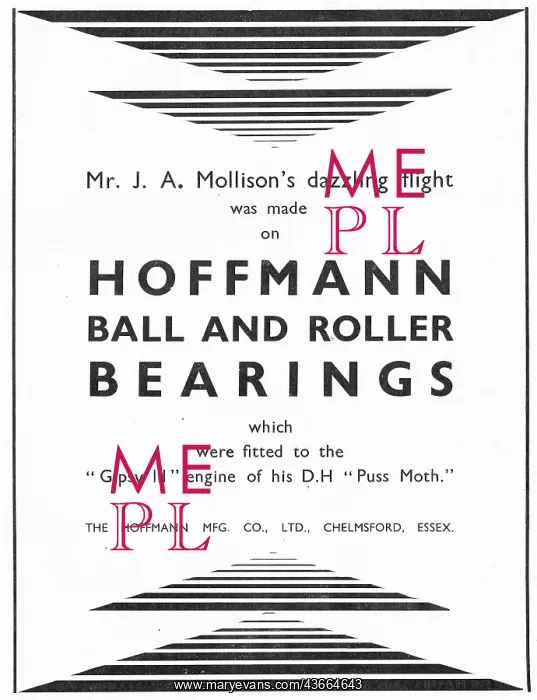 : Mollison Relied On Hoffmann Bearings : Mollison Relied On Hoffmann Bearings