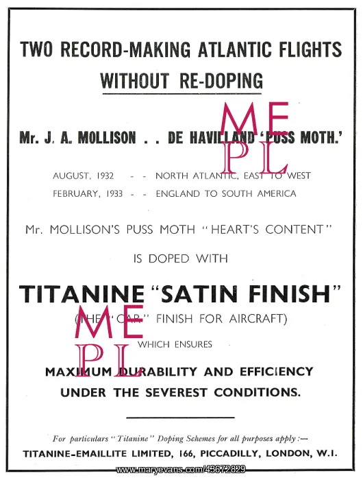 : Mollisons Puss Moth Doped With Titanine : Mollisons Puss Moth Doped With Titanine