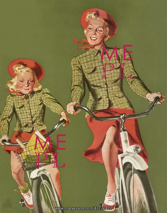 : Mom Biking with Daughter : Mom Biking with Daughter