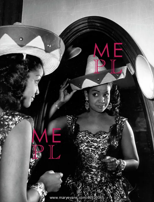 : Mona Baptiste, singer, in Mexican sombrero : Mona Baptiste, singer, in Mexican sombrero