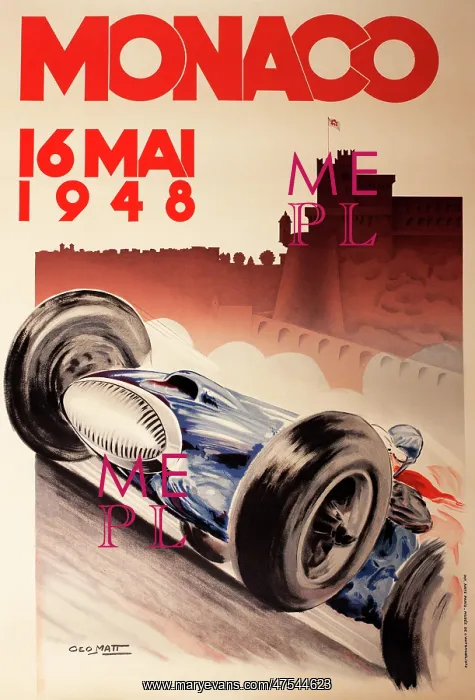 : Monaco Grand Prix Poster - 1948 : Monaco Grand Prix Poster - 1948