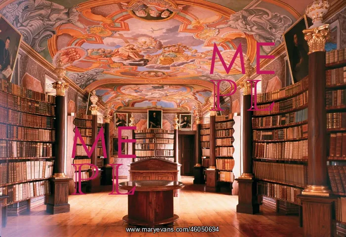 : Monastery library with frescos : Monastery library with frescos