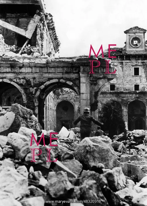 : The monastery yard of Monte Cassino, 1944 : The monastery yard of Monte Cassino, 1944