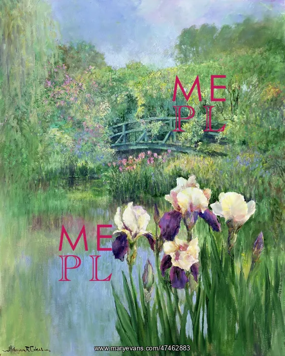 : Monet's Garden at Giverny with Irises : Monet's Garden at Giverny with Irises
