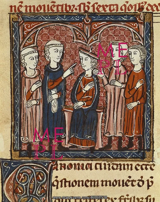 : Money agreement. Illustration from Decretum : Money agreement. Illustration from Decretum