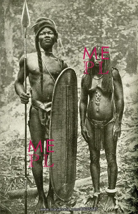 : Mongo tribesman and wife, Belgian Congo, Central Africa : Mongo tribesman and wife, Belgian Congo, Central Africa