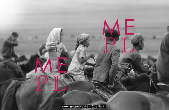 : Mongol children on horseback, Gobi, Mongolia : Mongol children on horseback, Gobi, Mongolia