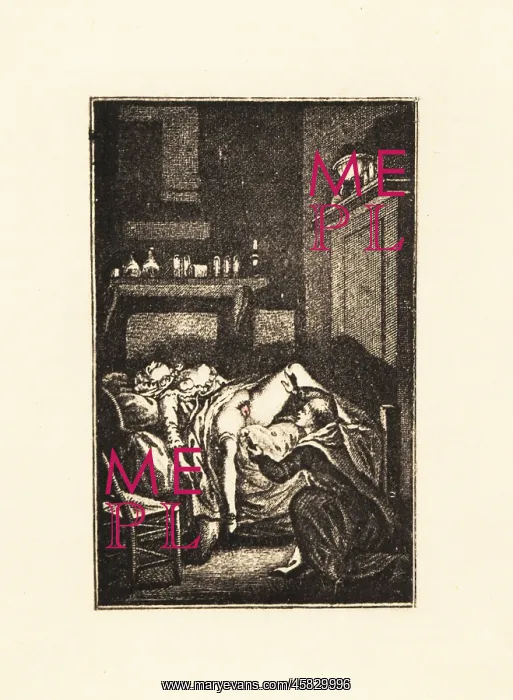 : A monk with a candle examining a sleeping woman : A monk with a candle examining a sleeping woman
