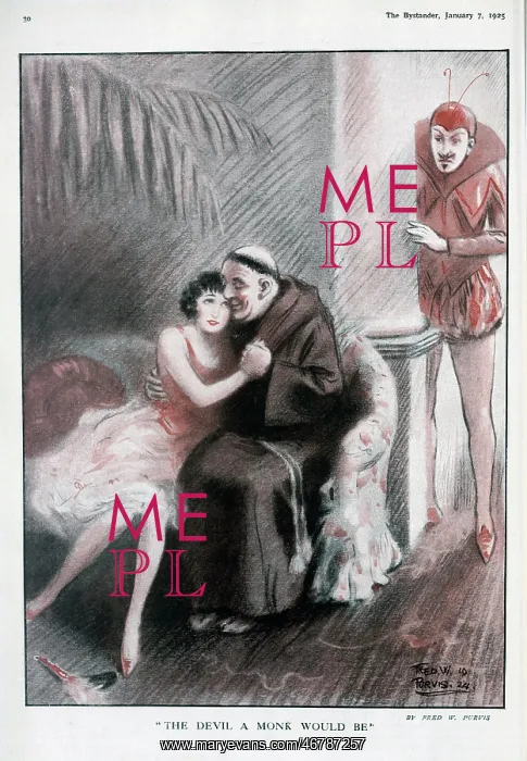 : Monk, devil and woman, by Fred W Purvis : Monk, devil and woman, by Fred W Purvis