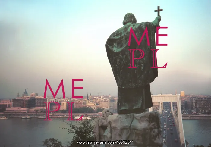 : Monk Gellert's monument in Budapest, 1993 : Monk Gellert's monument in Budapest, 1993