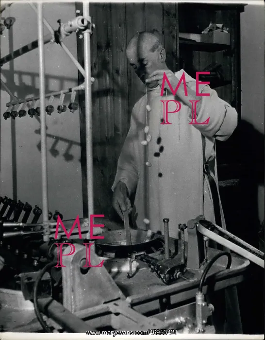 : Monk making silk, St Michael's Abbey, Farnborough, Hants : Monk making silk, St Michael's Abbey, Farnborough, Hants