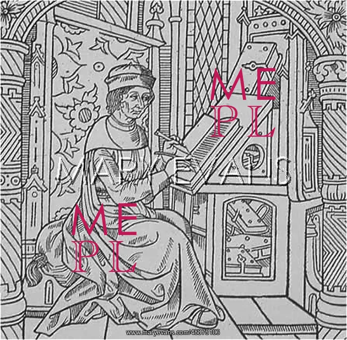 : MONK WRITING AT DESK : MONK WRITING AT DESK