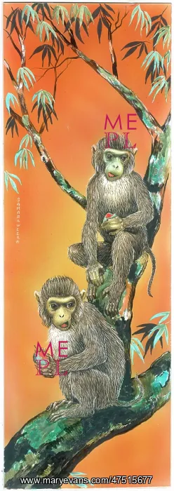 : Two monkeys eating mangoes : Two monkeys eating mangoes
