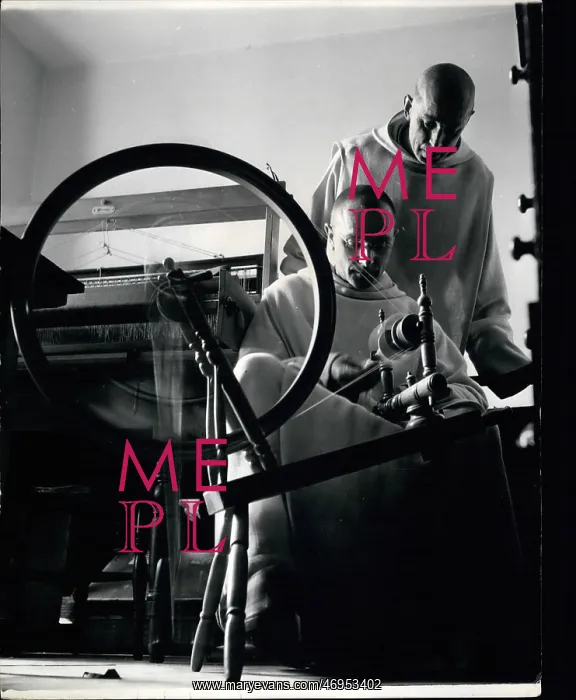 : Monks making silk, St Michael's Abbey, Farnborough, Hants : Monks making silk, St Michael's Abbey, Farnborough, Hants