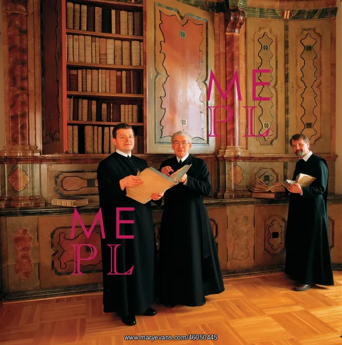 : Monks during studies in the manuscript room : Monks during studies in the manuscript room
