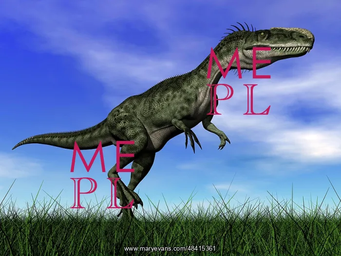: Monolophosaurus dinosaur walking in the grass : Monolophosaurus dinosaur walking in the grass