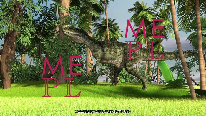 : Monolophosaurus in a prehistoric tropical landscape : Monolophosaurus in a prehistoric tropical landscape