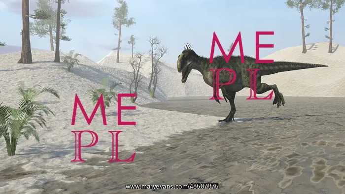 : Monolophosaurus running across a desert landscape : Monolophosaurus running across a desert landscape