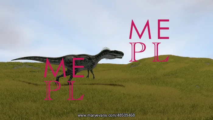 : Monolophosaurus running across a grassy field : Monolophosaurus running across a grassy field