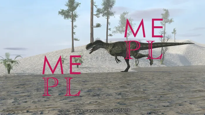 : Monolophosaurus running along the shoreline : Monolophosaurus running along the shoreline
