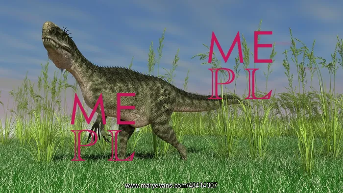 : Monolophosaurus walking across a grassy field : Monolophosaurus walking across a grassy field
