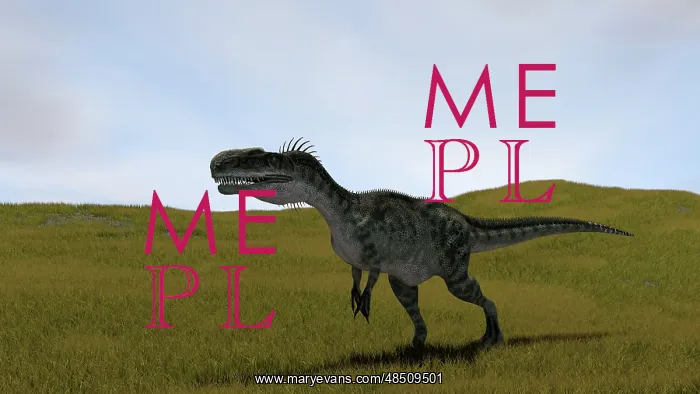 : Monolophosaurus walking across a grassy field : Monolophosaurus walking across a grassy field