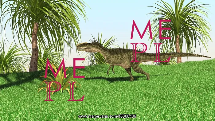 : Monolophosaurus walking across an open field : Monolophosaurus walking across an open field