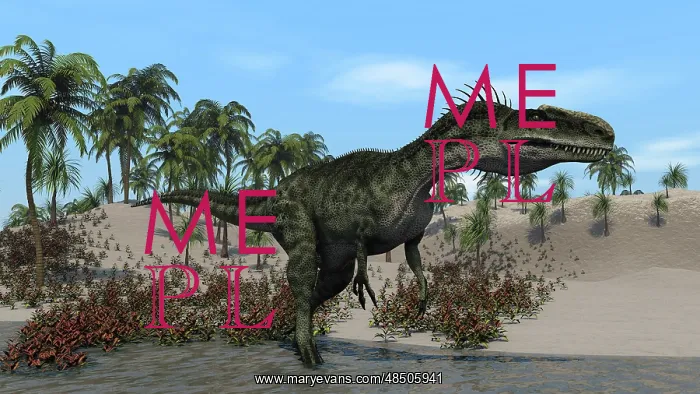 : Monolophosaurus walking along shallow water : Monolophosaurus walking along shallow water