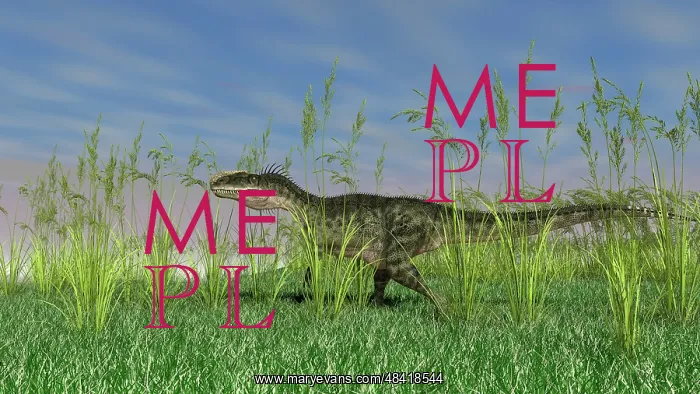 : Monolophosaurus walking through tall grass : Monolophosaurus walking through tall grass